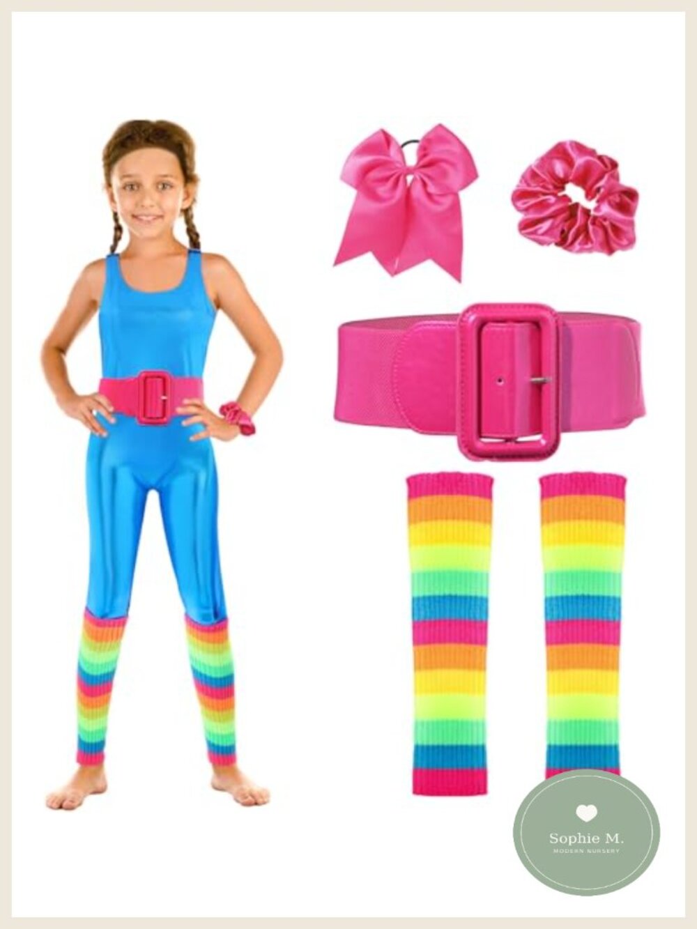 80s Workout Costume Set Girls Halloween Unitard Leg Warmers